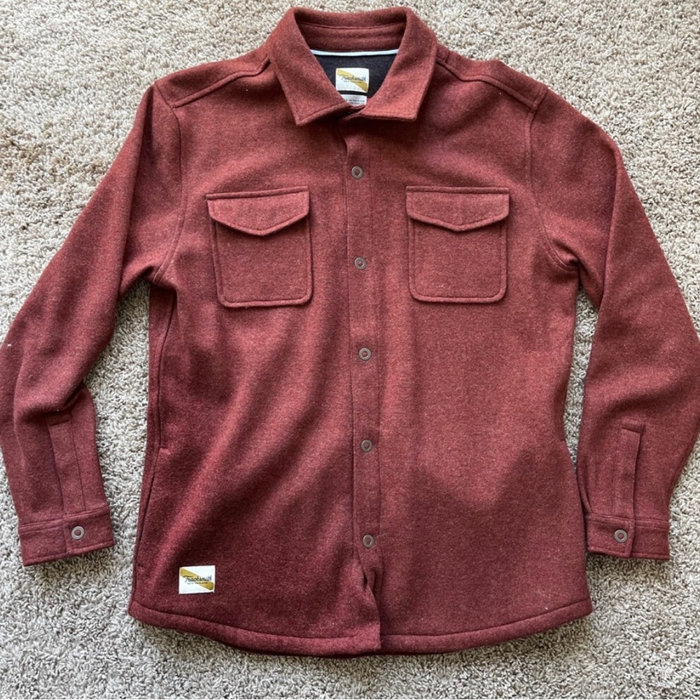 Tracksmith New England Stretch Wool Overshirt in Maple Medium